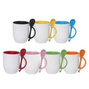 Caneca Com Colher e Interior de Diversas Cores, Caneca com Colher Coni Porcelana     